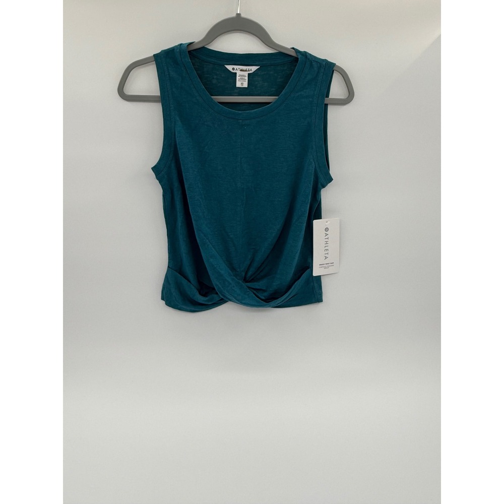 Athleta Breezy Twist Tank Teal Blue Crop Top XS 798401-02-2-0001